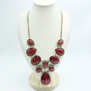 Wine Bib Acrylic Beaded Gold Toned Statement Necklace Chain